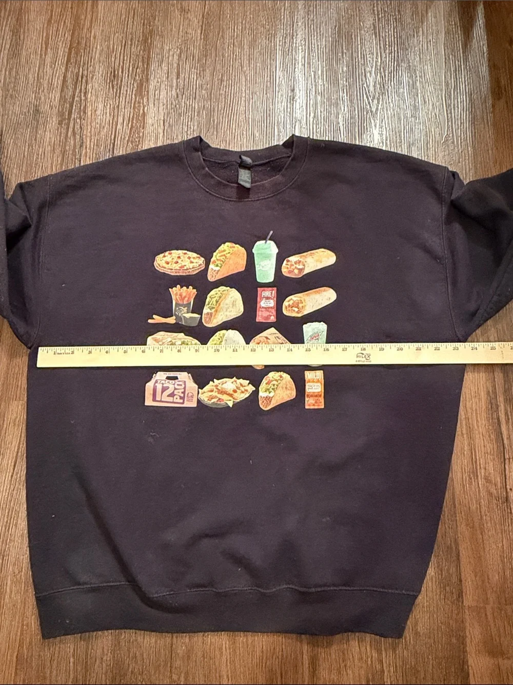 Black sweatshirt men’s XL fast food fries pizza taco burritos unbranded